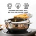 3.4L Tempura Deep Frying Pot, 304 Stainless Steel Deep Fryer Pot with Thermometer, Oil Draining Rack for Tempura, Fries, Fish, Chicken