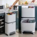 40L Double Layer Trash Bin, Multi-Layer Classification Storage Bin with Step-Pedal, Rolling Wheels for Home, Kitchen, Recycling - YM-608