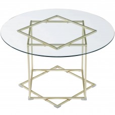 Round Glass Coffee Table, 80 cm Modern Clear Glass Table with Waterproof Tempered Glass, Gold Metal Frame for Home, Living Room, Bedroom - Ruke-CoffeeTable-FWS