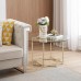 Round Glass Coffee Table, 80 cm Modern Clear Glass Table with Waterproof Tempered Glass, Gold Metal Frame for Home, Living Room, Bedroom - Ruke-CoffeeTable-FWS