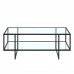 Glass Coffee Table with Storage, 120 x 60cm Modern Rectangle Glass Top Table with Metal Frame for Home, Living Room - KJS-00358