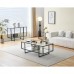 Glass Coffee Table with Storage, 120 x 60cm Modern Rectangle Glass Top Table with Metal Frame for Home, Living Room - KJS-00358