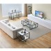 Glass Coffee Table with Storage, 120 x 60cm Modern Rectangle Glass Top Table with Metal Frame for Home, Living Room - KJS-00358
