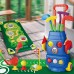 Kids Golf Set, Golf Cart Backpack with Wheels, 4 Golf Clubs, 3 Balls, 2 Practice Holes with Flags & 2 Golf Tees for Toddlers, Boys & Girls - 777-586