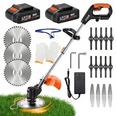 Cordless Grass Trimmer, 3 Blade Types, 2 Batteries, 6-Inch