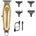 Hair Clippers for Men | Cordless T-Blade Trimmer with 1/2/3 mm Guide Combs, USB Rechargeable, LED Indicator, Gold Barber Clipper for Hair, Beard, Edging & Grooming Model KM-1949