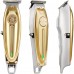 Hair Clippers for Men | Cordless T-Blade Trimmer with 1/2/3 mm Guide Combs, USB Rechargeable, LED Indicator, Gold Barber Clipper for Hair, Beard, Edging & Grooming Model KM-1949