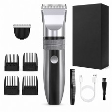Cordless Hair Clipper Kit with 2 Heads and 4 Guide Combs, Grey