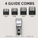 Cordless Hair Clipper Kit with 2 Heads and 4 Guide Combs, Grey