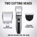 Cordless Hair Clipper Kit with 2 Heads and 4 Guide Combs, Grey