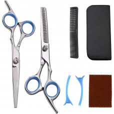 Professional Barber Scissors Set, 6 PCS Scissors Shears Set with Cutting Scissors, Thinning Scissors, Comb, Clips, Storage Case