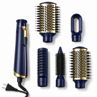 5-in-1 Hot Air Brush, Dryer and Styler, Navy and Gold Model MD-11