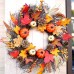 Fall Pumpkin Wreath 50 cm Artificial Autumn Harvest Door Wreath with Maple Leaves, Pumpkins, Berries, Pinecones & Twig Base Halloween Thanksgiving Front Door Wall Décor