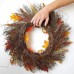 Fall Pumpkin Wreath 50 cm Artificial Autumn Harvest Door Wreath with Maple Leaves, Pumpkins, Berries, Pinecones & Twig Base Halloween Thanksgiving Front Door Wall Décor