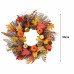 Fall Pumpkin Wreath 50 cm Artificial Autumn Harvest Door Wreath with Maple Leaves, Pumpkins, Berries, Pinecones & Twig Base Halloween Thanksgiving Front Door Wall Décor