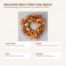 Fall Pumpkin Wreath 50 cm Artificial Autumn Harvest Door Wreath with Maple Leaves, Pumpkins, Berries, Pinecones & Twig Base Halloween Thanksgiving Front Door Wall Décor