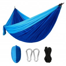 Portable Outdoor Nylon Hammock 440 LBS Max Capacity with Sewn-On Storage Bag Pouch (Blue)