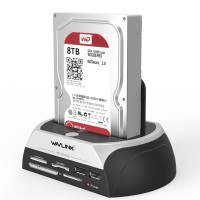 Wavlink USB Hard Drive Docking Station, 2.0 to SATA External Hard Drive Enclosure with 2 USB Hub and TF & SD & MS Card For 2.5/3.5 inch HDD/SSD SATA I/II/III - WL-ST310A