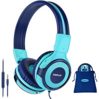 SIMOLIO Wired Headphones, Kids Over-Ear Headset with Microphone, Limited Volume, Share Jack, Carrying Pouch - SM-902