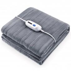 MaxKare Electric Heated Throw Blanket 213 x 157cm Polar Fleece Full Body Blanket with Auto-Off, 4 Heating Levels for Home, Office, Bed, Sofa (Grey)