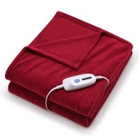 MaxKare Electric Heated Throw Blanket 213 x 157cm Polar Fleece Full Body Blanket with Auto-Off, 4 Heating Levels for Home, Office, Bed, Sofa (Red_4095)