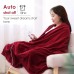 MaxKare Electric Heated Throw Blanket 213 x 157cm Polar Fleece Full Body Blanket with Auto-Off, 4 Heating Levels for Home, Office, Bed, Sofa (Red_4095)