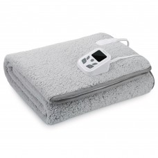 MaxKare Electric Heated Twin Sized Blanket 190 x 96 cm Full Body Blanket with Auto-Off, 10 Heating Levels for Home, Office, Bed, Sofa (Grey_KHM-TD)