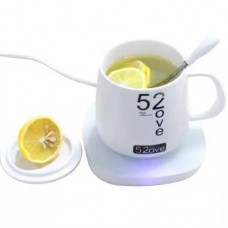 Glass Mug with Electric Tempered Glass Heating Pad Gift Box Set