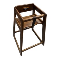Wooden High Chair, 20" inch Baby Dining Chair with Harness, Wide Base (Walnut Brown) - 1016310