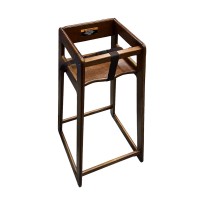 Wooden High Chair, 29" inch Baby Dining Chair with Harness, Wide Base (Walnut Brown) - 1018774