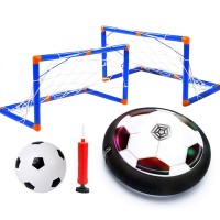 Hover Soccer Set with 2 Goals, Foam Bumper Air Ball with LED Light, Music for Kids, Indoor, Outdoor - KD006AB