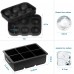 2 Pack Silicone Ice Cube Trays Mold, Round Sphere Ice Ball with Lid & Large Square Ice Cube Mold (Black)