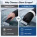 Ice Scraper Glove for Car Windshield, Built-In Scraper, Warm Fleece Lining, Water-Resistant Black Shell, 37 x 18 cm, Winter Snow Frost Ice Removal for Cars, SUVs and Trucks