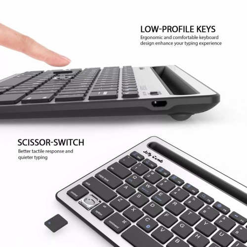Dual Channel Multi Device Wireless Bluetooth Keyboard With Stand For Tablet Smartphone Windows Android Ios Pk908