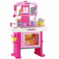 Happy Chef Lights and Sounds Kitchen Playset 19 PC Pink Color