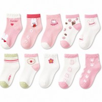 Kids Ankle Socks 10 Pairs, Random Assorted Cute Cotton-Blend Socks for Girls, Bunny, Bear, Bow, Heart & Floral Patterns, L Size 6-8Y, School, Play & Everyday Wear