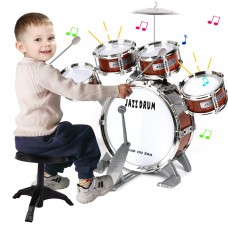Kids Drum Set Toddler Musical Instrument Toy with Stool, Cymbal, Drumsticks & Bass Pedal Beginner Jazz Drum Kit for Boys Girls, Indoor Pretend Play Birthday Gift Kids Drum Set Toddler Musical Instrument Toy with Stool, Cymbal, Drumsticks & Bass Pedal Beginner Jazz Drum Kit for Boys Girls, Indoor Pretend Play Birthday Gift