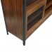 Kitchen Cabinet, 112 x 40 cm Kitchen Storage Cabinet with Sliding Door, Open Compartment, LED Light for Home, Kitchen, Living Room, Office - FQ006001