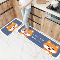 2PCS PU Leather Foam Kitchen Floor Mat, Waterproof Non-slip for Kitchen, Home, Office