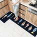 2PCS PU Leather Foam Kitchen Floor Mat, Waterproof Non-slip for Kitchen, Home, Office