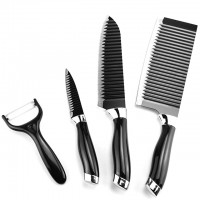 4 PCS Kitchen Knife Set Non-stick Coating Stainless Steel Chef Knife Carving Knife Cleaver for Kitchen