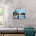 Landscape Canvas Wall Art, Fishing on The Lake Clear Blue River Mountain Trees Picture Painting for Home, Bedroom, Office (24'' x 18'' x 1 Panel)