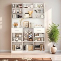 Large Kitchen Pantry Storage Cabinet, 8-Tier Freestanding Organizer with Drawers, Open Shelves & Cable Management Port, Anti-Tip Design, White, for Kitchen, Dining Room & Home Office