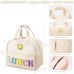  Insulated Lunch Bag for Kids & Adults 9.5L Reusable Lunch Tote with Embroidery Design, Double Zippers, Handle, Front Pocket for School, Work, Picnic & Camping