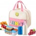  Insulated Lunch Bag for Kids & Adults 9.5L Reusable Lunch Tote with Embroidery Design, Double Zippers, Handle, Front Pocket for School, Work, Picnic & Camping