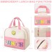  Insulated Lunch Bag for Kids & Adults 9.5L Reusable Lunch Tote with Embroidery Design, Double Zippers, Handle, Front Pocket for School, Work, Picnic & Camping