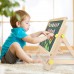 Kids Tabletop Easel with Paper Roll, Double-Sided Whiteboard & Chalkboard with Magnetic Letters & Numbers