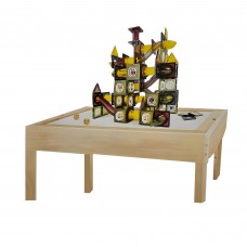 Multifunctional Wooden Magnetic Game Table for Kids – Includes Magnetic Blocks, Reversible Drawing Board, and Storage Compartments – Perfect for Creative Play and Learning (3+ Years)