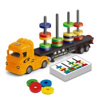 Educational Toys, Magnetic Trailer Truck Stacking Set, Color Matching, Reaction Training Magnetic Game for Kids - 5224