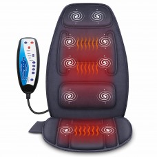 Massage Seat Cushion with Heat Vibration Back Massage Chair Pad with 10 Motors, Memory Foam Support, 2 Heat Levels, Remote Control for Home, Office & Sofa